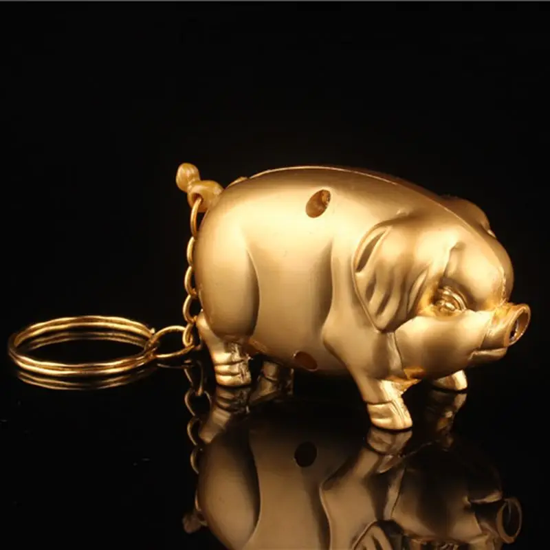 

Mini Creative Inflated Butane Gas Fuel Jet Torch Flame Lighter Metal Pig Model Cigarette Fire Starter With Keychain Ring Collect