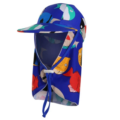 Детская шапочка для плавания, летняя, UPF 50+, защита от ультрафиолета, Пляжная шапочка, Солнцезащитная шляпа, шейка, заслонки, кепка, регулируемая, для детей, солнцезащитная Кепка - Цвет: 10