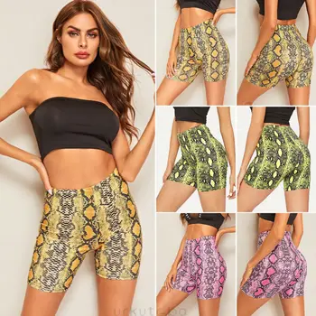 

Sexy Snake Leggings Womens Ladies Summer High Waist Shorts Dancing Shorts Leggings Active Casual Shorts