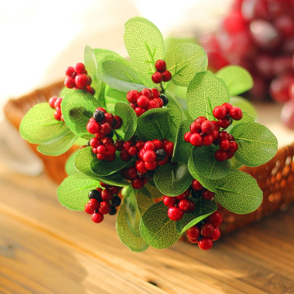 DIY floral arrangment decor Berries Artificial Flower Bouquet Plastic