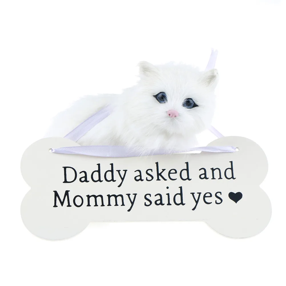 Cute Wooden Pet Ornament Dog Bone Ornament Wooden Crafts Daddy Asked And Mommy Said Yes Engagement Photo Prop Wedding Decoration