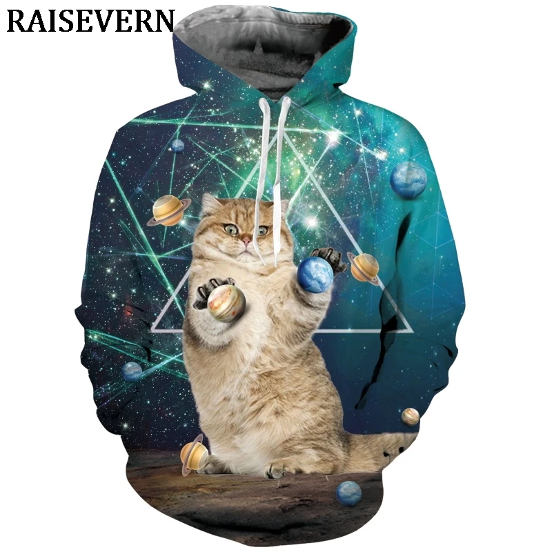 Galaxy Cute Cats 3D Hoodie Sweatshirts Men DJ Pizza Cats