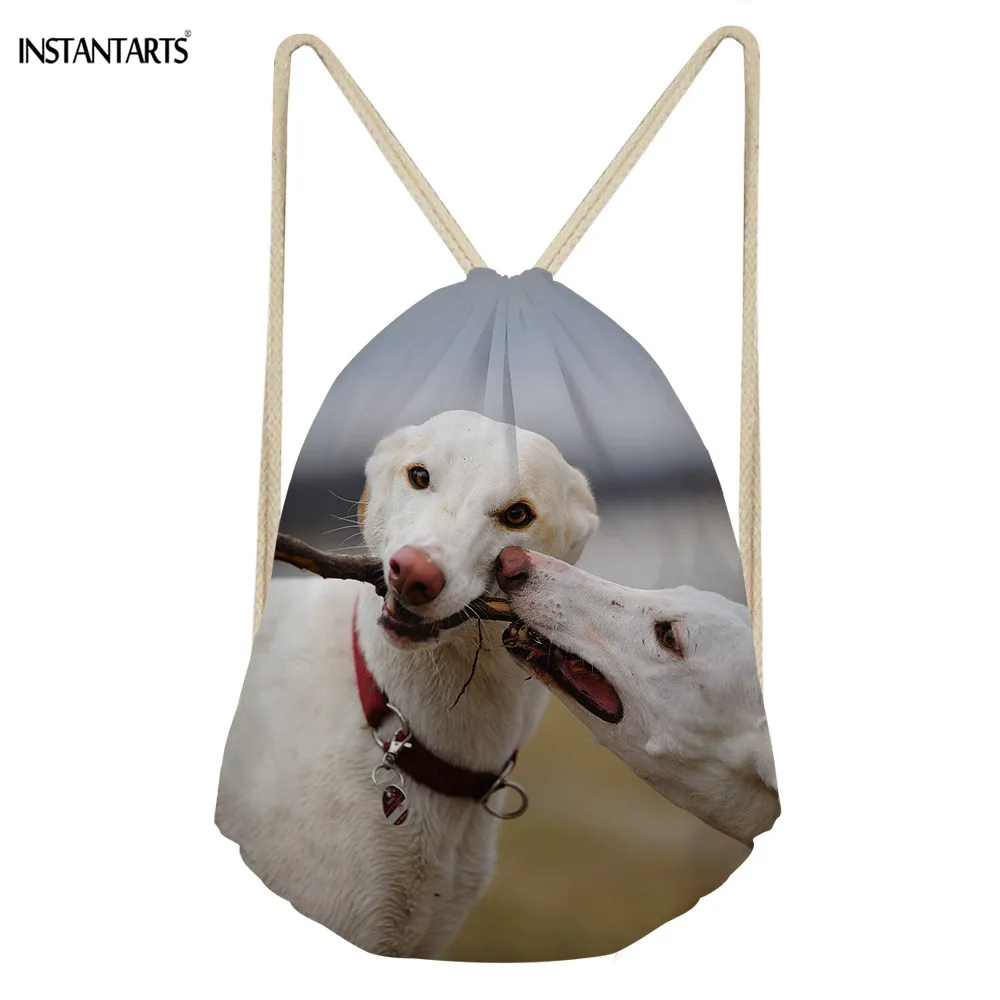 INSTANTARTS Fashion Drawstring Bag Fitness Light Travel Storage Greyhound Bag Mini Boys Girls Shoulder Backpack String
