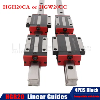 

2pc HGH20 Square Linear Guide Rail ANY LENGTH 1100-1500MM+4pc Slide Block Carriages HGH20CA/HGW20CC CNC Router Engraving