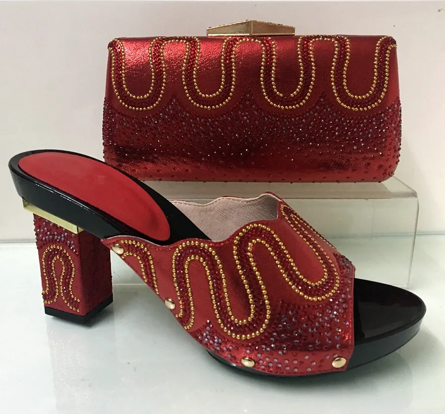 shoe and matching bag set red new design Italian shoe and matching bag