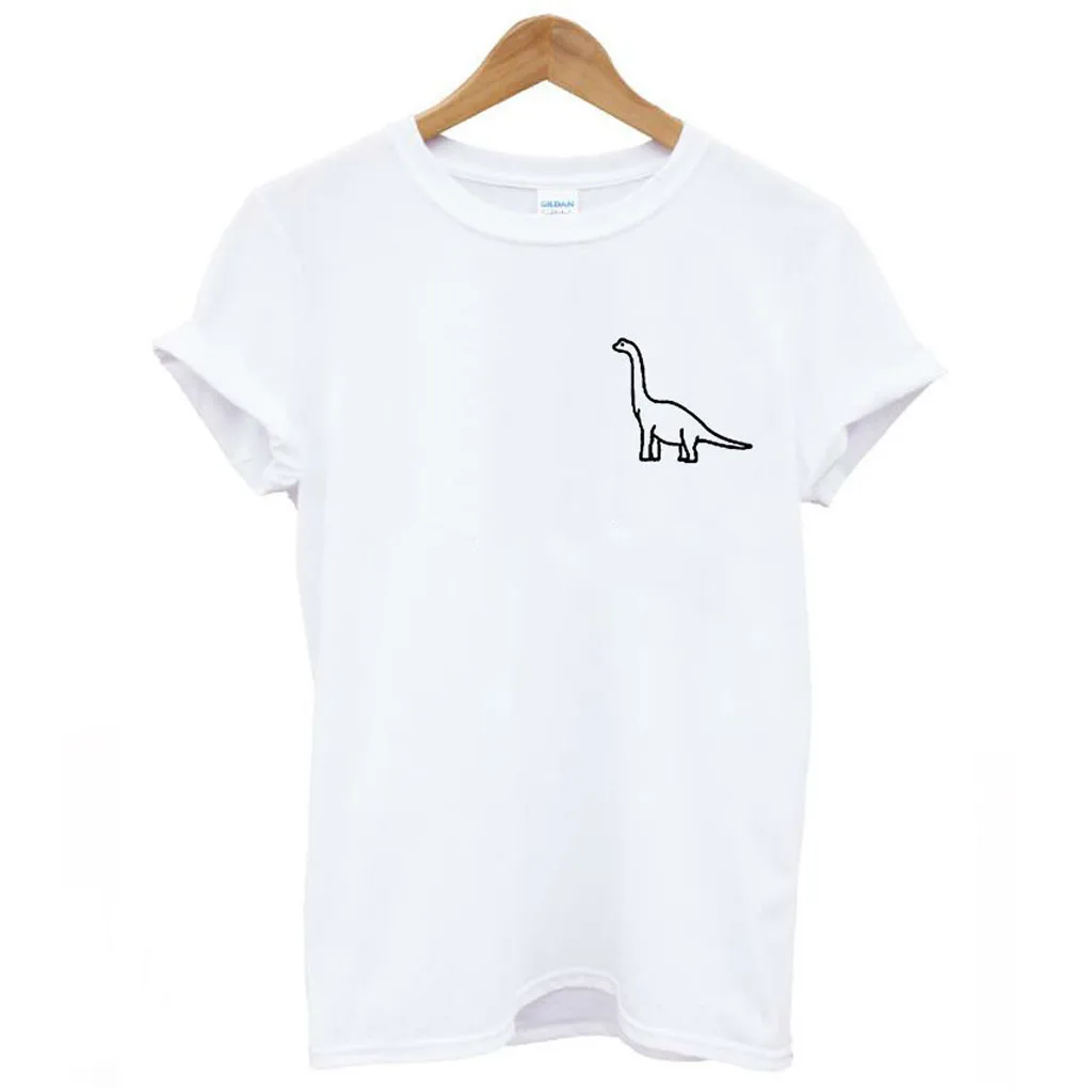 Женская короткая футболка с круглым вырезом, одноцветные топы с принтом в виде животных и динозавров, эстетичные повседневные свободные футболки с коротким рукавом, женская футболка#10