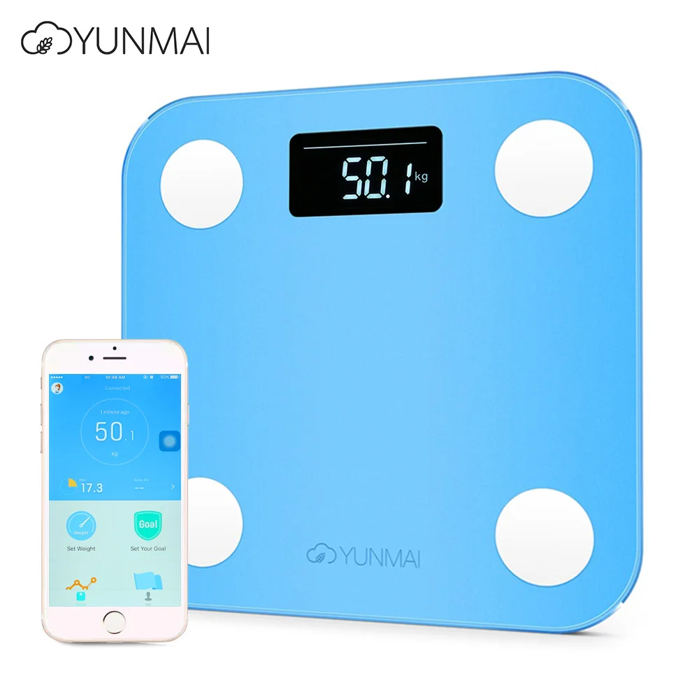 

YUNMAI Mini Smart Electronic LCD Digital Weight Scale Body Fat Bathroom Scale Smart Digital with App Control 3 Colors 180KG