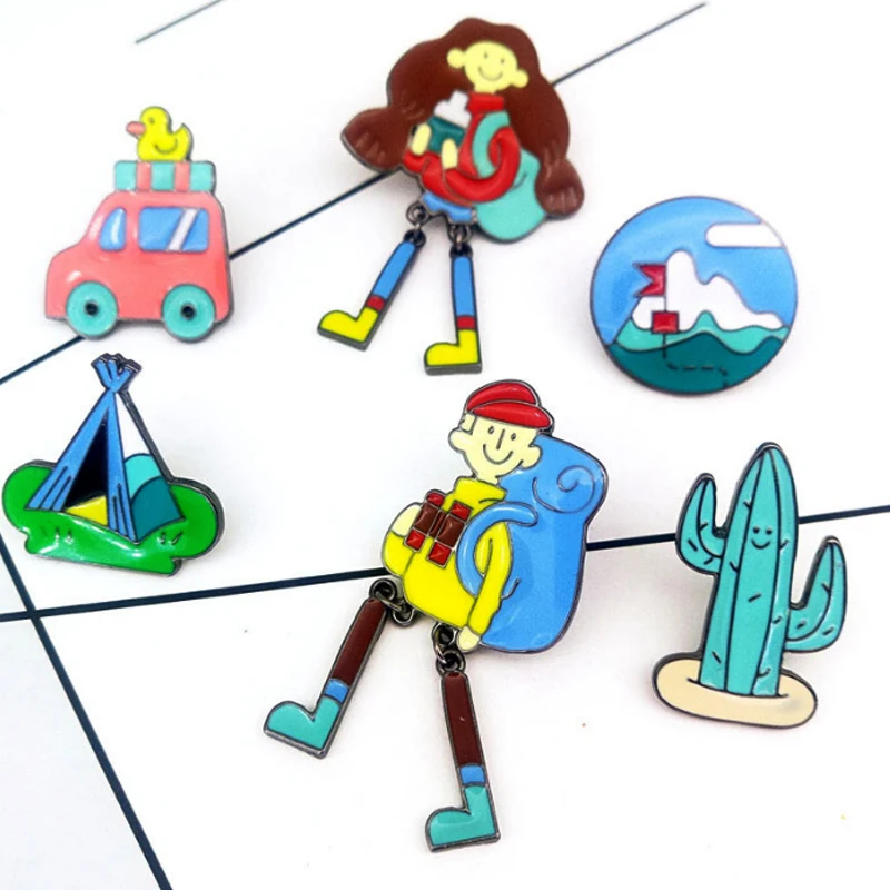 

1PC Brooches Drop oil Brooch Badge Fashion Tent Cartoon Girls Pin Women Cute Camp Creative Alloy Jewelry Gift