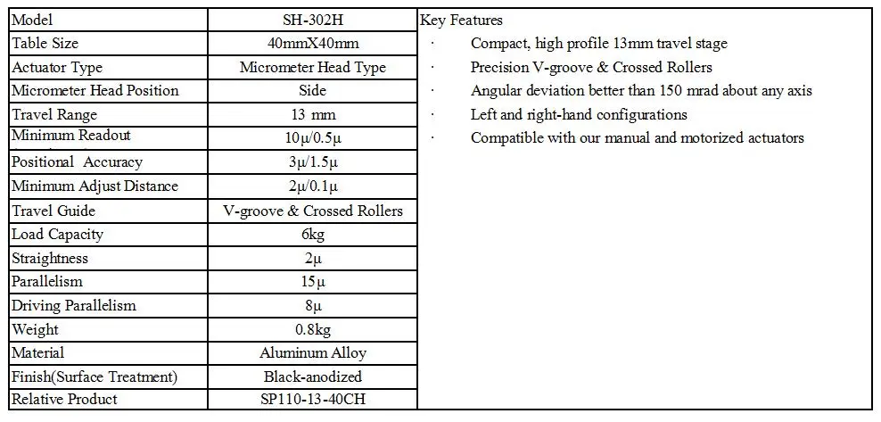SH-302H 3 Axises ручная линейная платформа ручной платформы Оптический раздвижной стол 13 мм Путешествия Руководство сдвижная установка