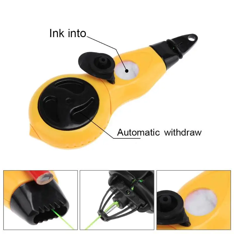 

Carpenter Manual Ink Marker Scriber Automatic Chalk Line Reel Carpenter Brick Layer Leveller with Marker Pencil