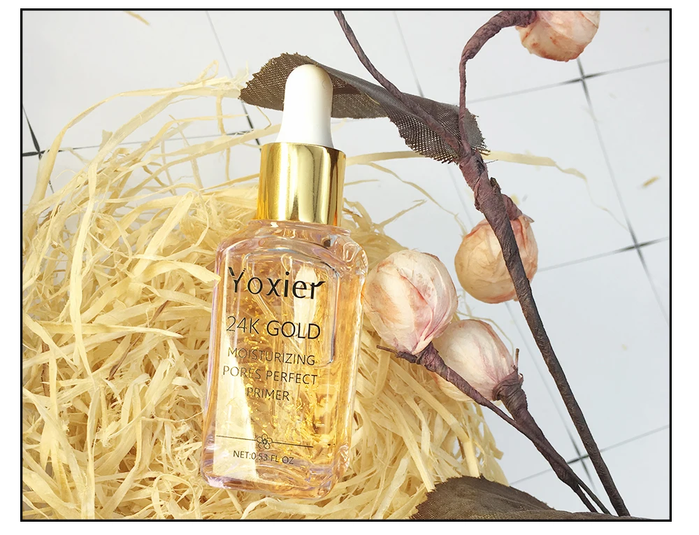 Yoxier основа для макияжа увлажняющая эссенце15мл крем для лица 24k Gold Elixir контроль масла Профессиональная Матовая сыворотка брендовая основа праймер