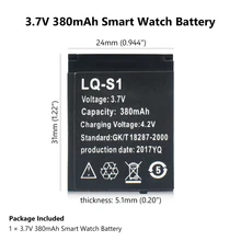 YCDC Durable Smart Watch Battery 1 Pcs LQ-S1 3.7V 380mAh Rechargeable Li-ion Polymer Battery For Smart Watch DZ09