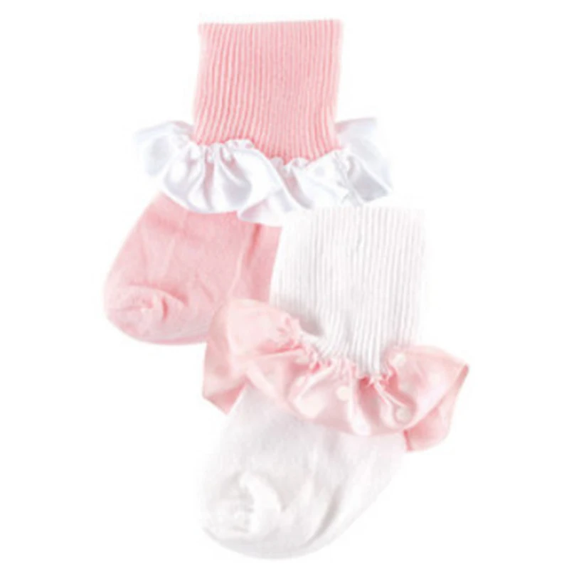 Luvable Friends 2 Pack Детские носки Красивые манжеты кружевной отделкой ребенок Girl для 0 36