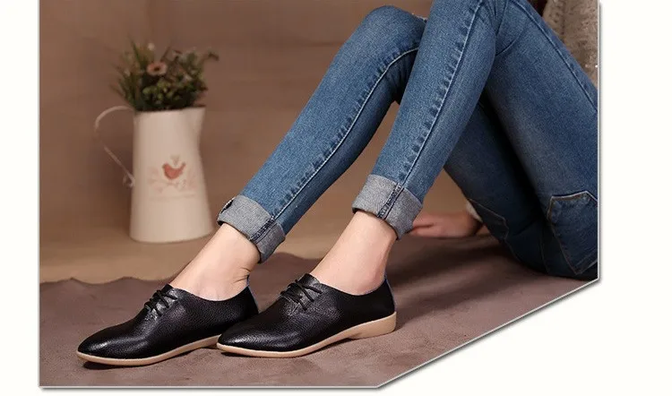 Casual Ballet Shoes Women Soft Genuine Leather Women's Loafers Slip On Woman Flats Shoe Flexible Peas Footwear Large Size 35-41 14