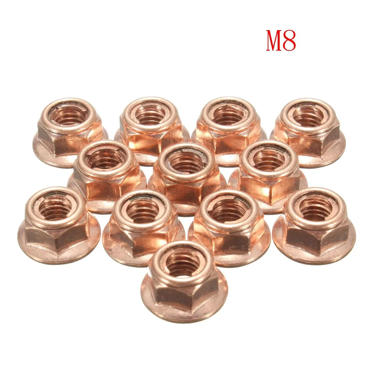 12 Pcs M8 Hex Copper Exhaust Manifold Pipe Nuts Self Locking For BMW 3