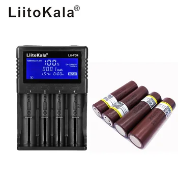 

1 pcs LiitoKala lii-PD4 LCD 3.7 v 18650 21700 Battery Charger + 4 pcs HG2 18650 3000 mah electronic cigarette rechargeable batte