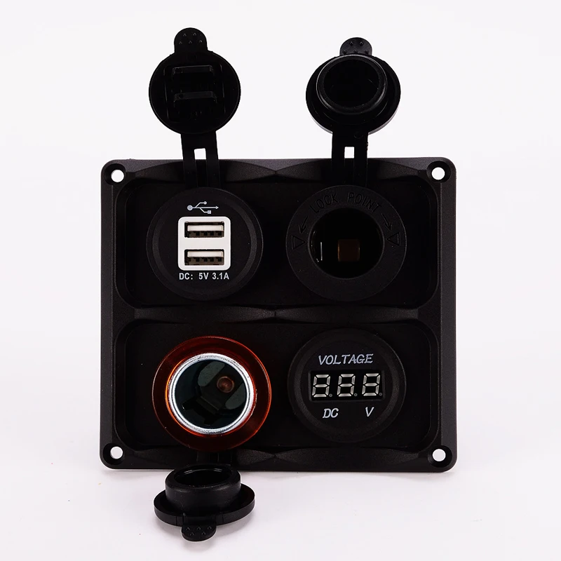 Car Cigarette Lighter Socket Panel Waterproof Dual USB Auto Charger 3.1A RV Yacht Vehicles