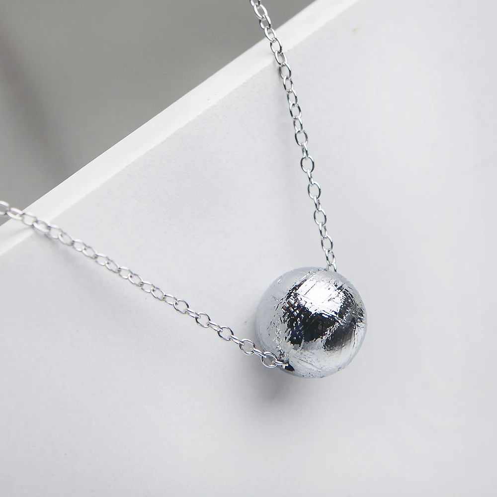 

Genuine Natural Gibeon Iron Meteorite Pendants Ball Sphere Moldavite Silver Beads 9mm New Gift Women Men Necklace AAAAA