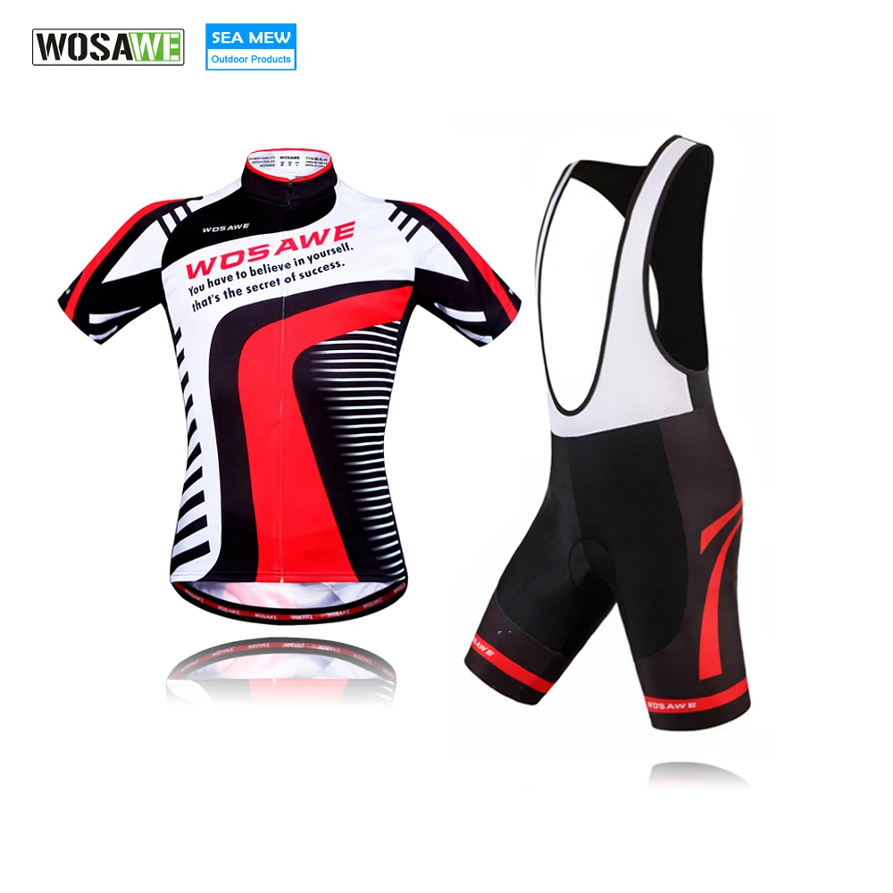 

WOSAWE Summer new Mens retro MTB cycling jersey sets Short sleeve bicycle jerseys kit bib clothing downhill jersey Clothes
