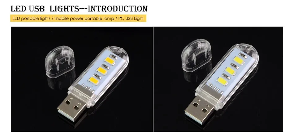 10 шт./лот, мини USB гаджет 5730SMD, светодиодная лампа, 3 светодиода, USB Освещение для ПК, ноутбука, ноутбука, мобильного зарядного устройства