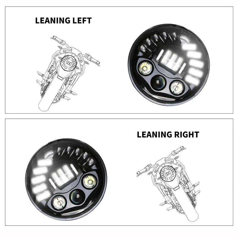 For Harley Yamaha 7 Motorcycle Adaptive Projector Daymaker Headlight LED Light (5)