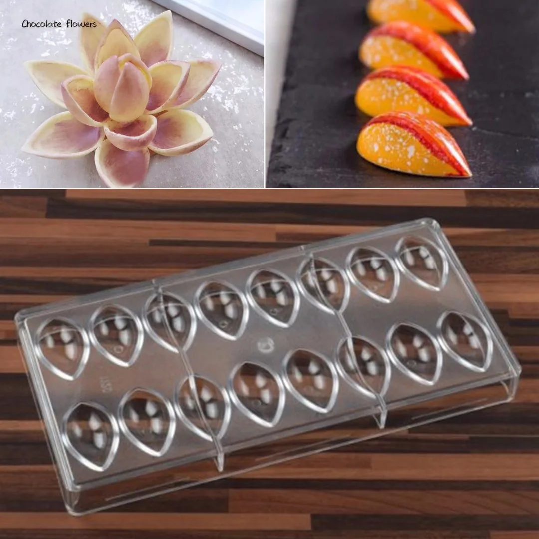 Hot Selling Polycarbonate Cocoa chocolate Molds 3D Coffee Bean Jelly Moulds Soft Sweets Water Drop Plastic Mould DIY Candy Tool