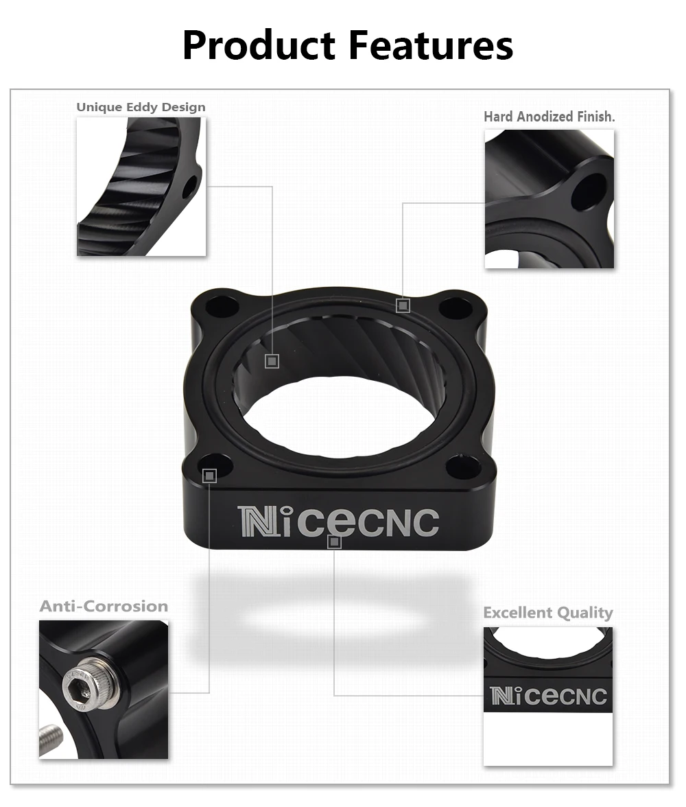 

NICECNC Auto Car Throttle Body Spacer For Ford Focus 2.3 RS AWD 350PS Explorer Mustang 2.3L for Lincoln MKC