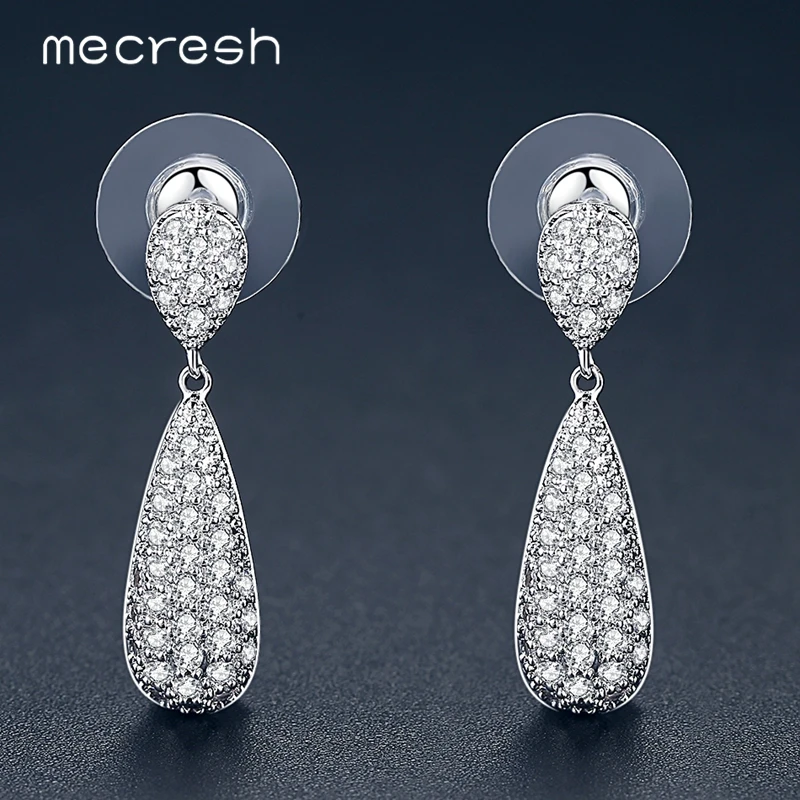 

Mecresh Simple AAA+ Micro CZ Korean Wedding Earrings for Women 2018 Small Teardrop Bride Party Earrings Christmas Jewelry EH1110