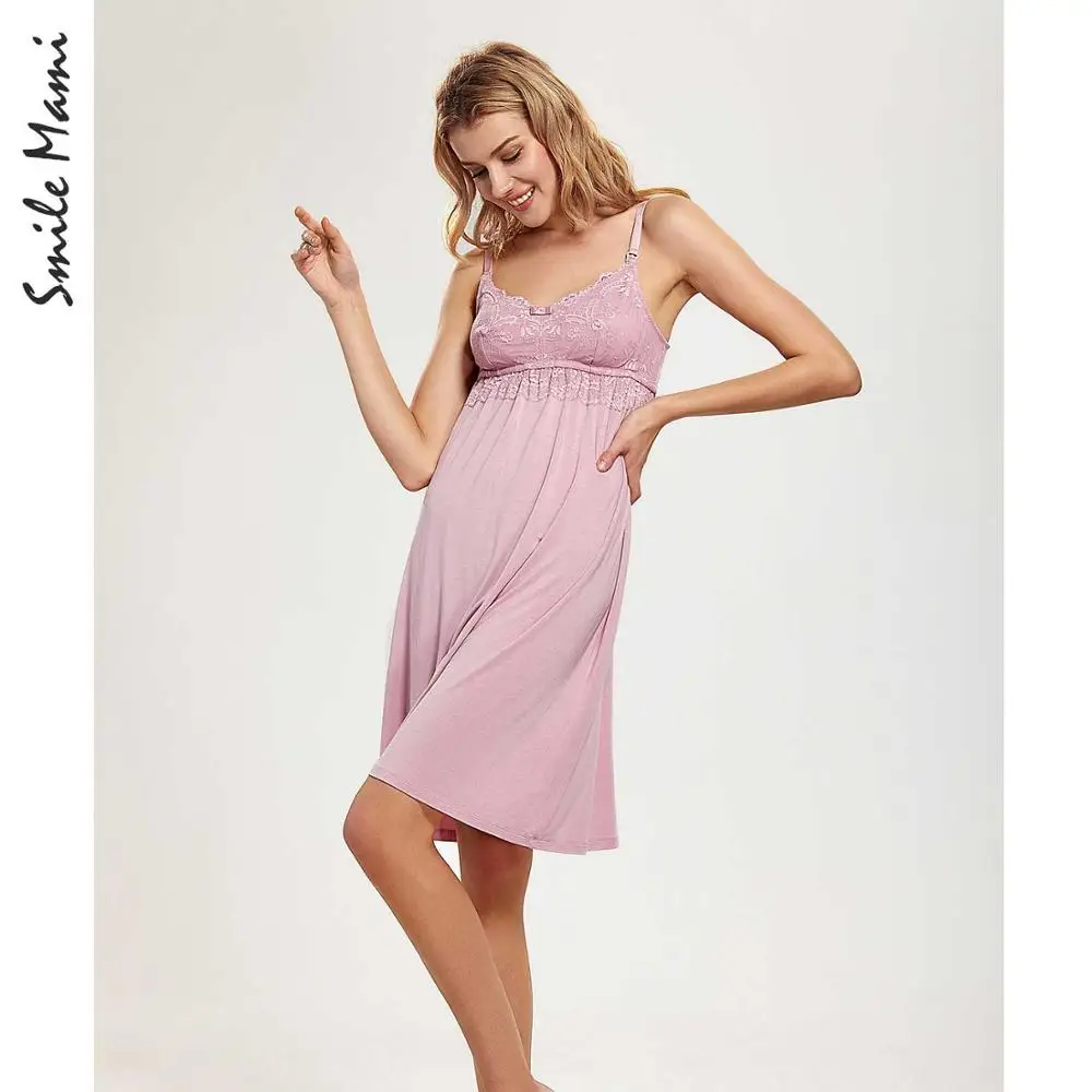 MOMANDA женское платье для беременных, ночная рубашка для кормящих грудью, одежда для сна - Цвет: Lilac02