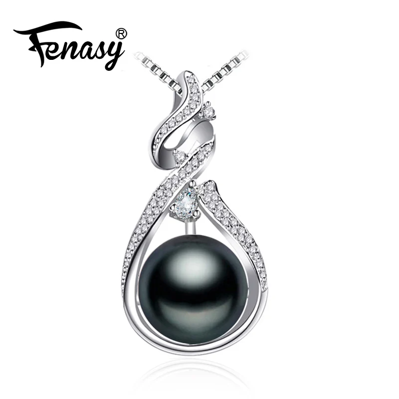 

FENASY Big Leaf pendant necklace natural beads Pearl necklace women 925 sterling silver chain original wedding jewelry