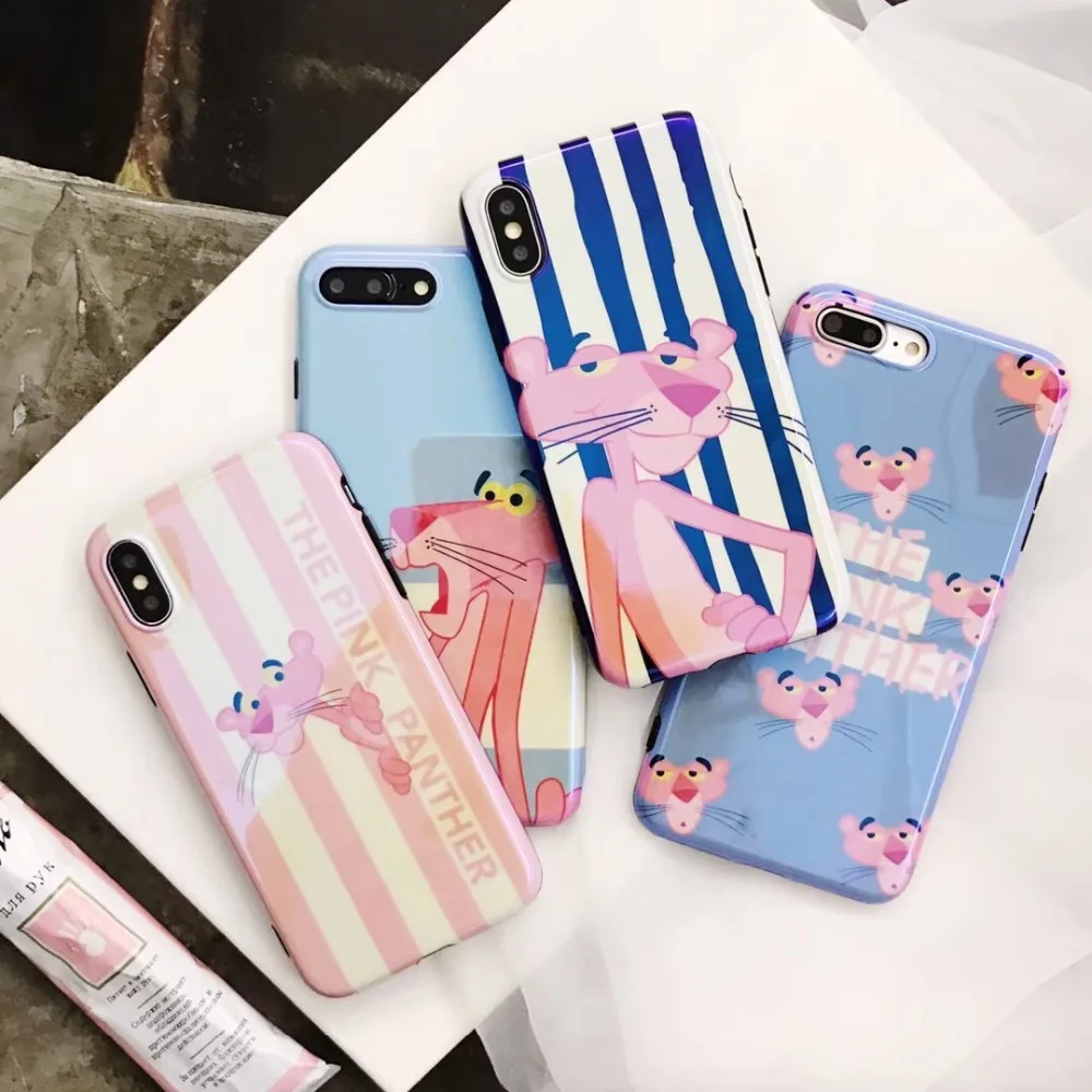 For iPhone X 8 Plus 7 Case 6S Silicon Candy Color Cute Zebra Pink Panther Soft TPU Cover |