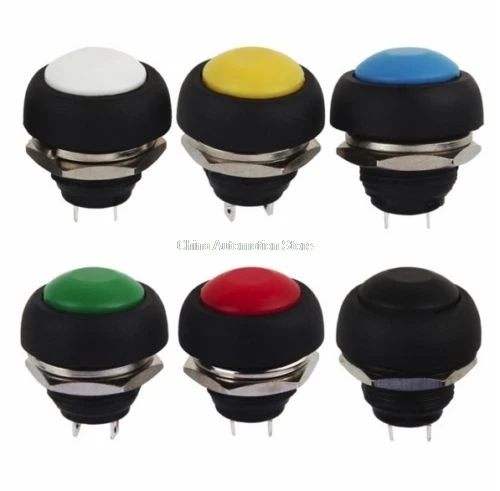 5 шт. черный/красный/зеленый/желтый/синий 12 мм водонепроницаемый Мгновенный кнопочный переключатель
