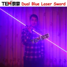 Мини двойное направление синий лазерный меч для шоу лазерных людей 450nm 1000 mW двуглавый широкий луч лазер