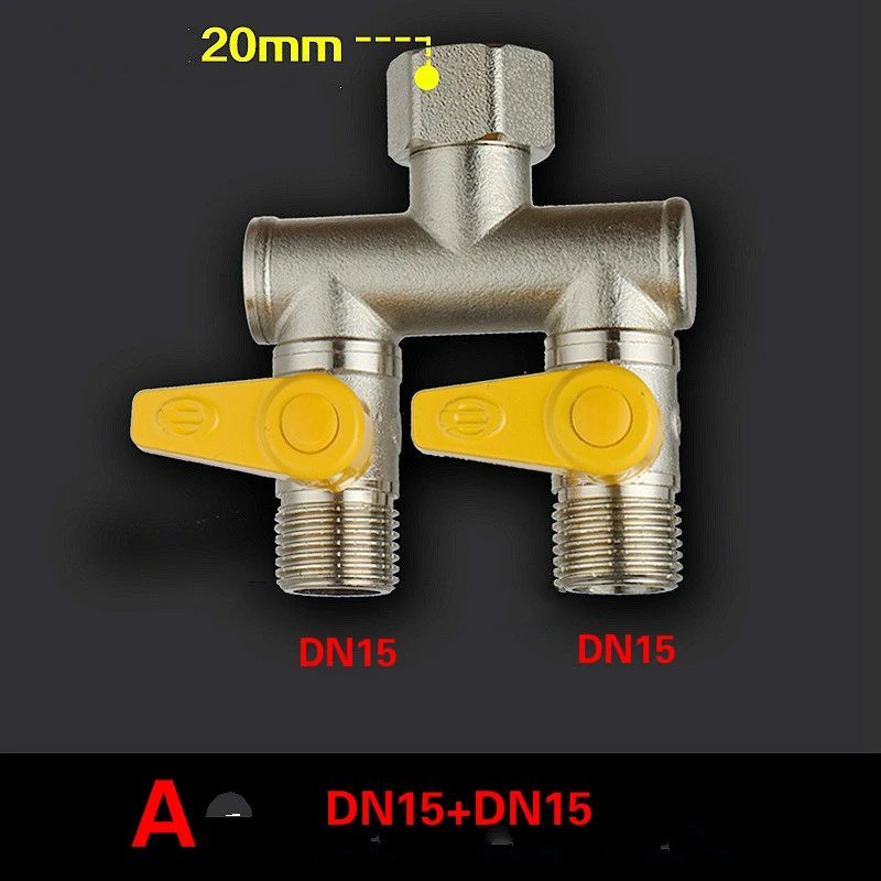 2 Way Distribution Water Manifold Brass Water Splitter Shut Off Valve Washing Machine Faucet Splitter Valves Dn15 Dn20 Adaptor Valve Aliexpress