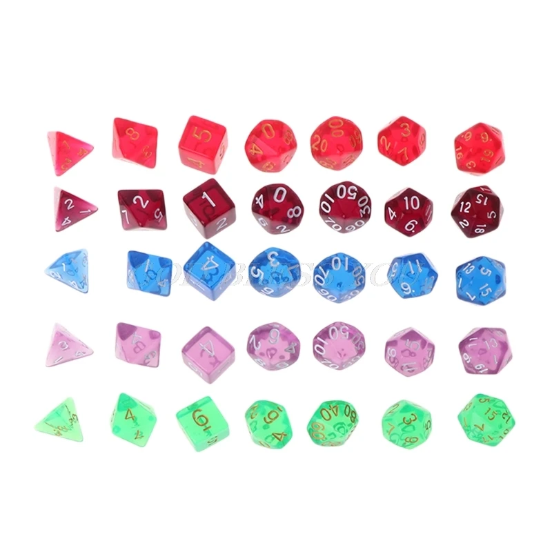 

7pcs/set Polyhedral Multi Sided Dice D4-D20 Dungeons&Dragon D&D RPG Poly Game