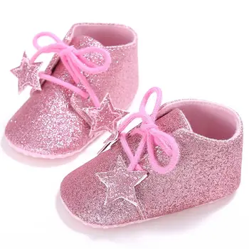 

pudcoco New Fashion Solid Lace-Up Baby shoes For Autumn/spring princess Baby Shoes star sequins Shoes Wholesale