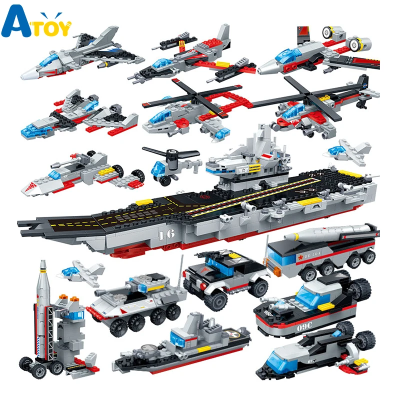 

Building Blocks Military Boat Carrier Model Construction Assembled Transformation Toy Children Gift Intelligence Develop Toy