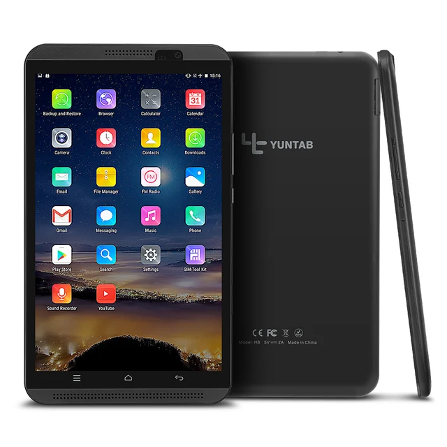 Yuntab 8 inch 4G Tablet PC H8 Android 6.0 dual SIM Card Cell phone Quad Core 2GB RAM 16GB ROM