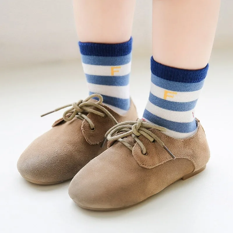 Осень 5 пар хлопковые носки цифровой и письмо короткие носки без пятки для мальчиков и девочек спортивные безбортные носки 1-12 лет