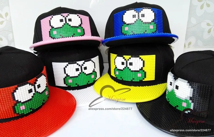 Модные Мультяшные лягушки дизайн DIY Кирпич Snapback шапки для мужчин летние мозаики крутая шляпа для женщин съемные шапки