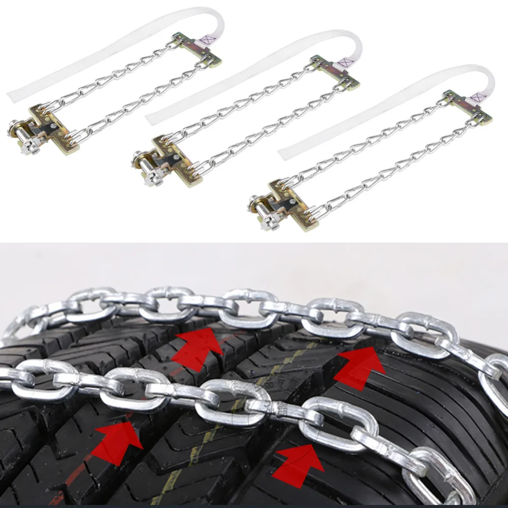 

3pcs Tire Anti-skid Steel Chain Snow Mud Car Security Tyre Clip-on Chain for Car Car Truck SUV Motorcycle