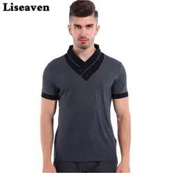 Liseaven Новый Мода 2017 г. Для мужчин s короткий рукав Slim Fit V-Neck T-Shirt Повседневное футболки для Для мужчин рубашка футболки