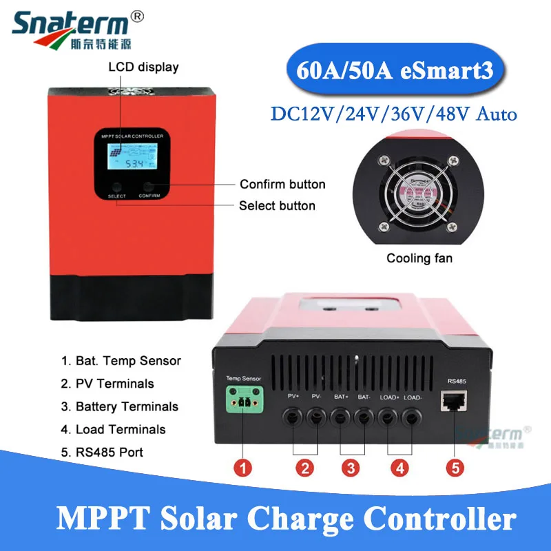 60A 50A 40A 30A 20A MPPT контроллеры солнечного заряда 48В/36В/24В/12В постоянного тока