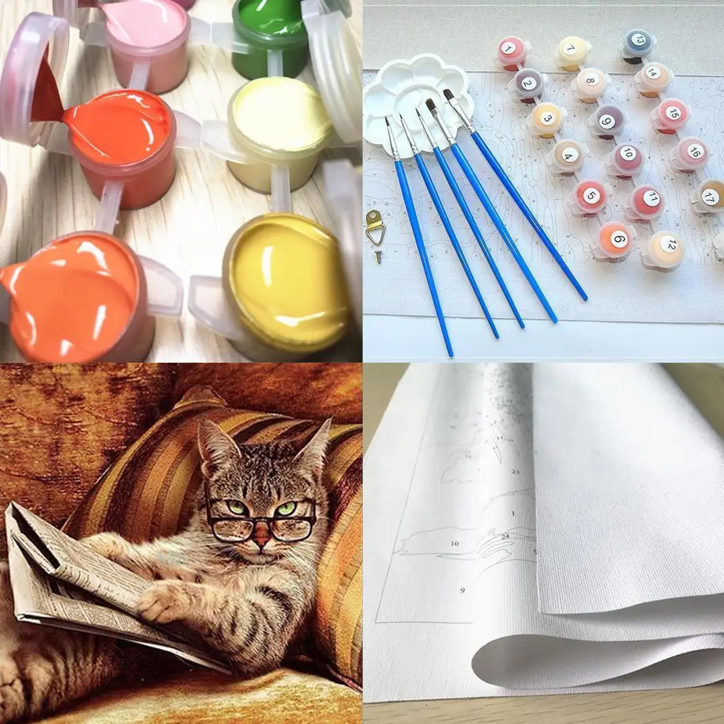 

Fashion Canvas Painting Animals Frameless Multicolor DIY Half-Painted Oil Painting Set