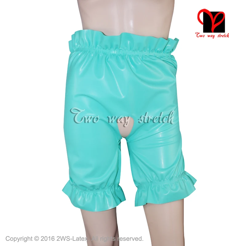 Discount!! Sexy Latex bloomers open crotch Hotpants elastic bands