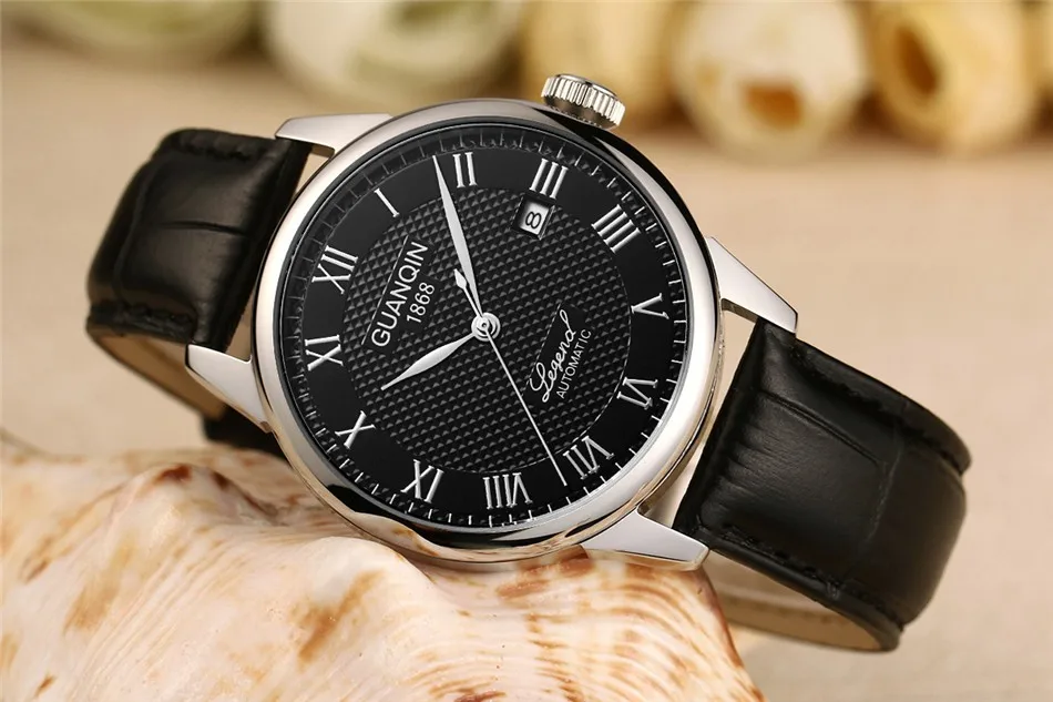 GUANQIN часы для мужчин автоматические деловые мужские s часы Лидирующий бренд роскошные механические кожаные водонепроницаемые часы Relogio Masculino
