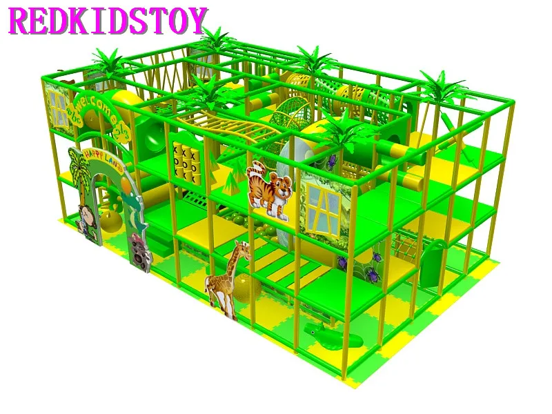 Премиум качество разработано для клиента из Чили джунгли тематические три пола крытая игровая площадка со спиральной трубчатой горкой
