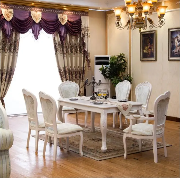 الحديث نمط الجدول 100% خشب متين إيطاليا نمط الفاخرة طقم طاولة عشاء 6 الكراسي o1096