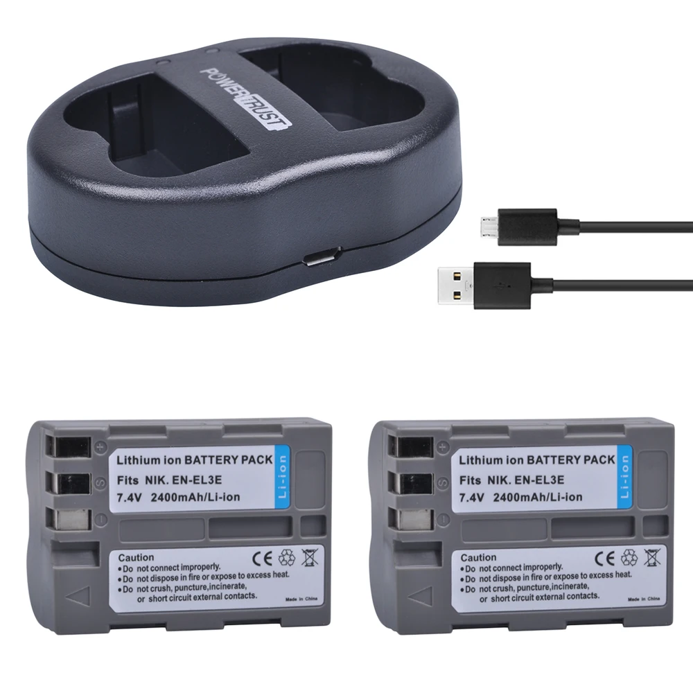 2x2400mAh EN-EL3E EN EL3E EN-EL3e батарея ENEL3E + двойное зарядное устройство USB для камеры Nikon D30 D50