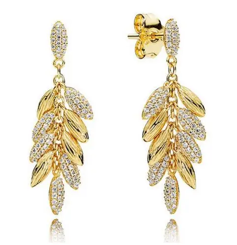 

Authentic 925 Sterling Silver Pandora Earring Golden Shine Floating Grains Crystal Studs Earring For Women Wedding Gift Jewelry